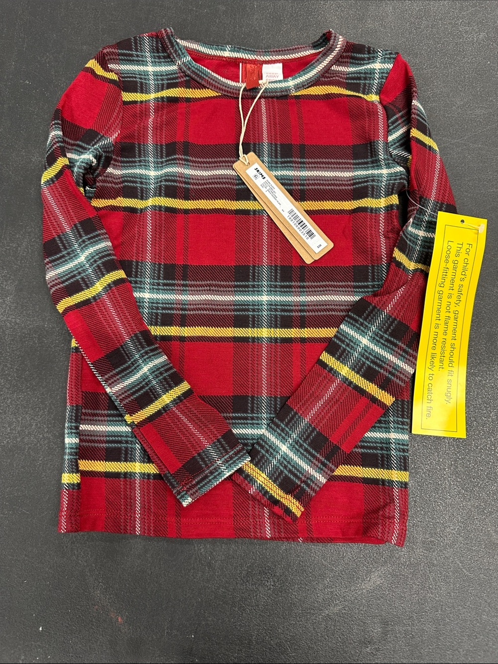 Skims kids plaid pajama top no bottoms size 5